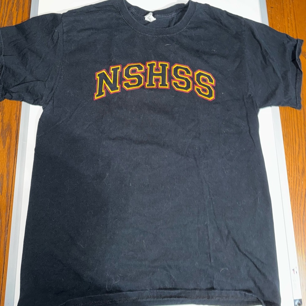 Jerzees Black NSHSS Short Sleeve Tee with Red and Gold Lettering